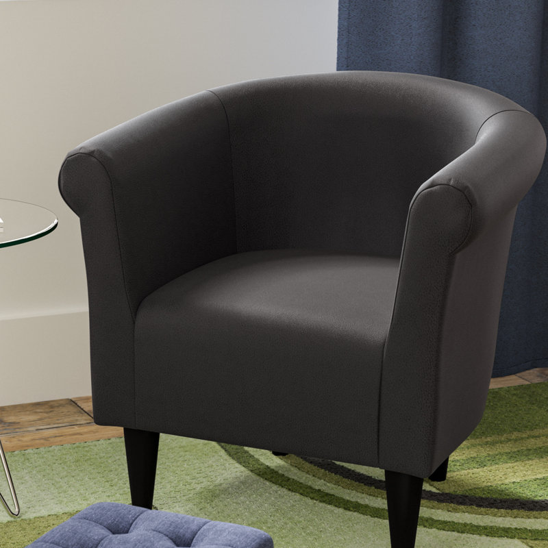 Fauteuil demi-tonneau l 30,5 po Liam, Similicuir gris foncé