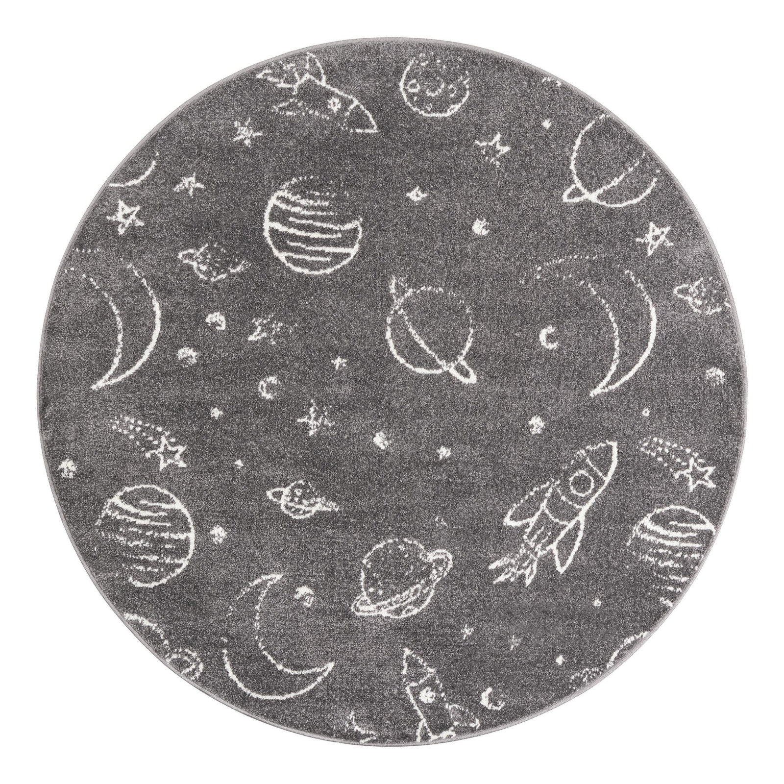 Kids Area Rug, Round 5'3", Gray