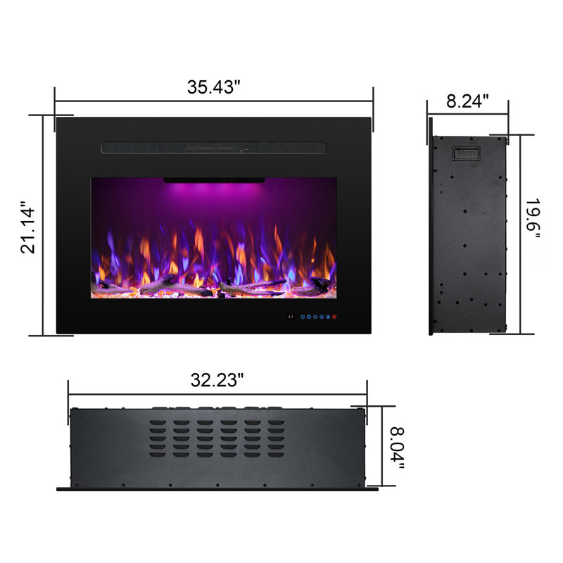 Abdualeem Electric Fireplace Insert with 5120 BTU, 21.14" H x 35.43" W x 8" D