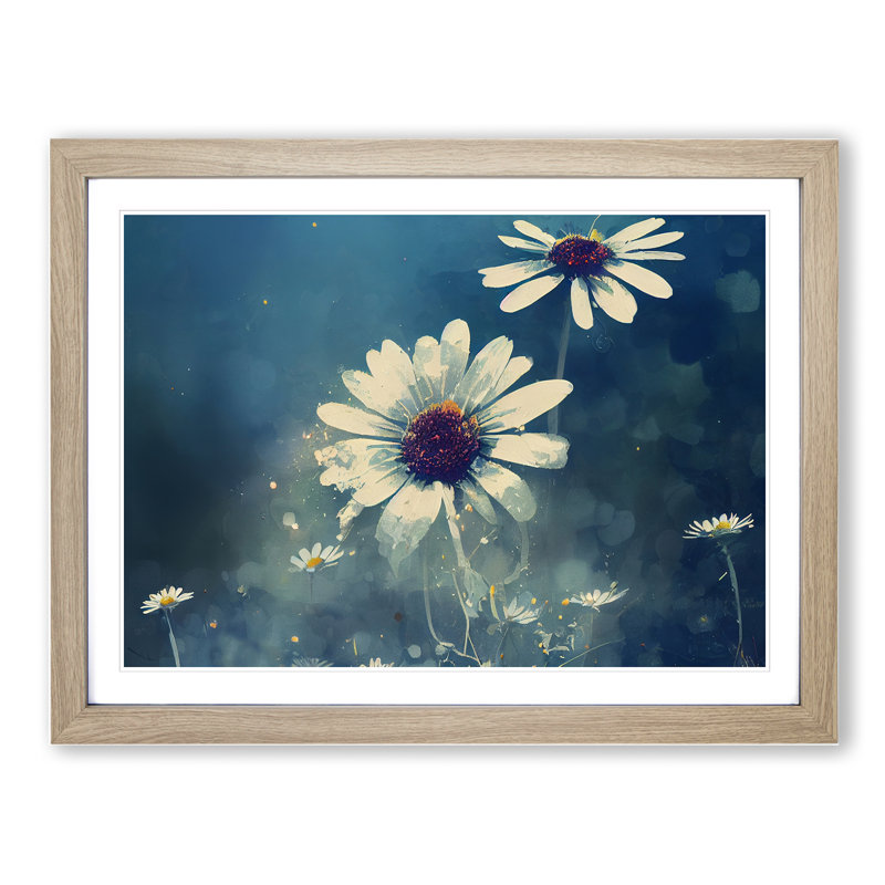 Glamorous Daisy Flowers - Framed Print, 34cm H x 46cm W x 2cm D, Oak