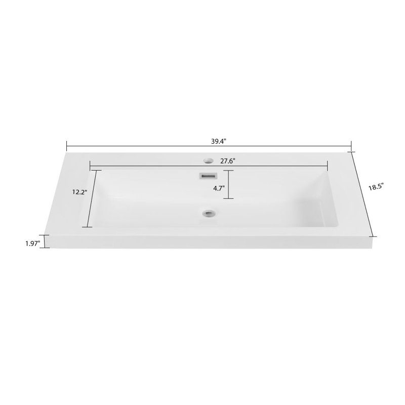 39.4" Solid Surface Resin Streamline Vanity Top