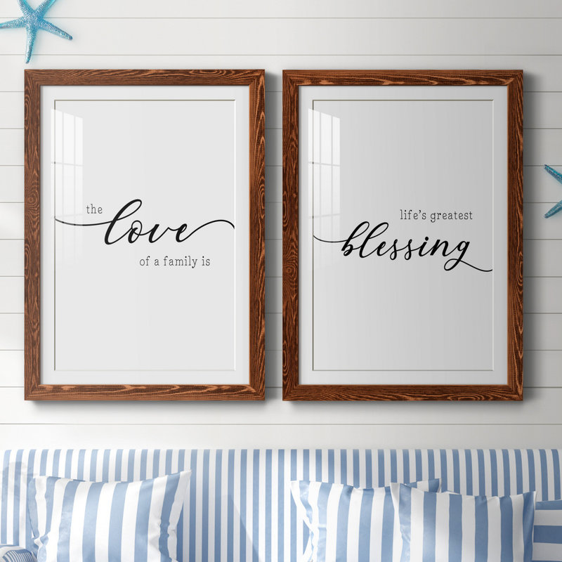 «Love of a Family» - ensemble de 2 reproductions, H 44 po x l 31 po x P 1 po, Papier avec cadre érable, Blanc