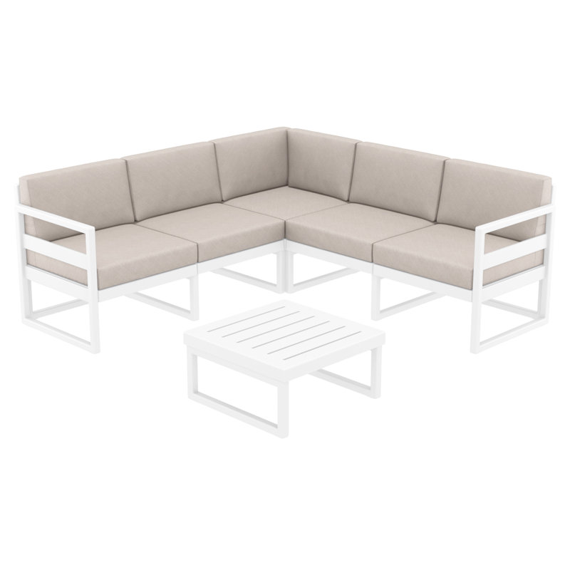 Ensemble de conversation modulaire avec coussins 2 pièces Lane, Blanc, Toile lin Sunbrella®