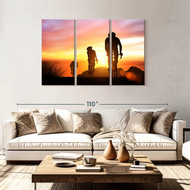 Sireci Cyclists At Sunset, 48" H x 74" W