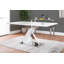 Ensemble de table de salle à manger Edzard en chrome et blanc ultrabrillant avec 6 chaises de luxe en similicuir-1101054013