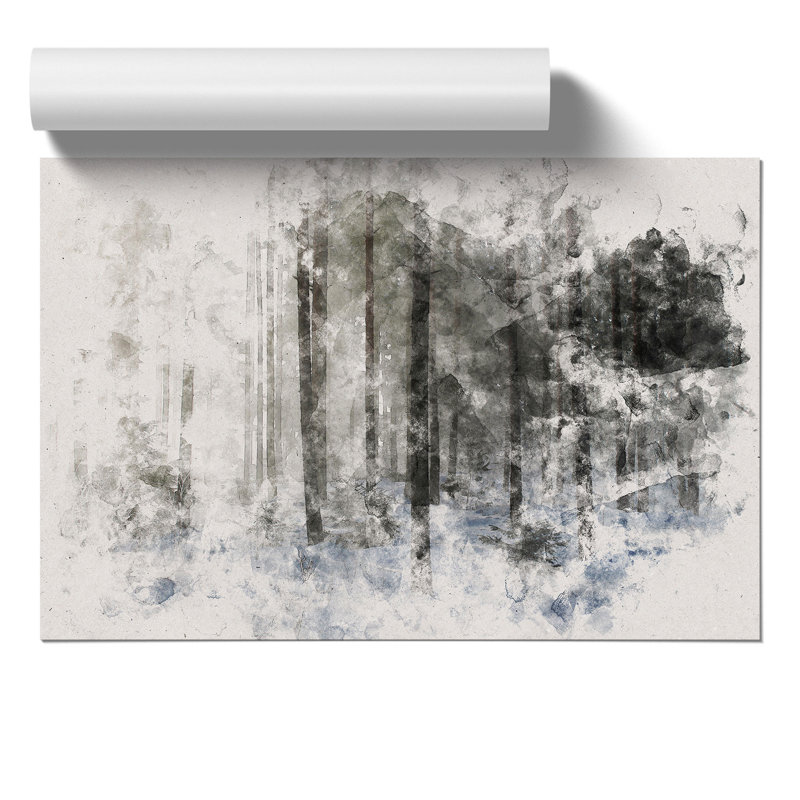 Winter Forest Watercolour - Frameless Print, 59cm H x 84cm W x 0.1cm D