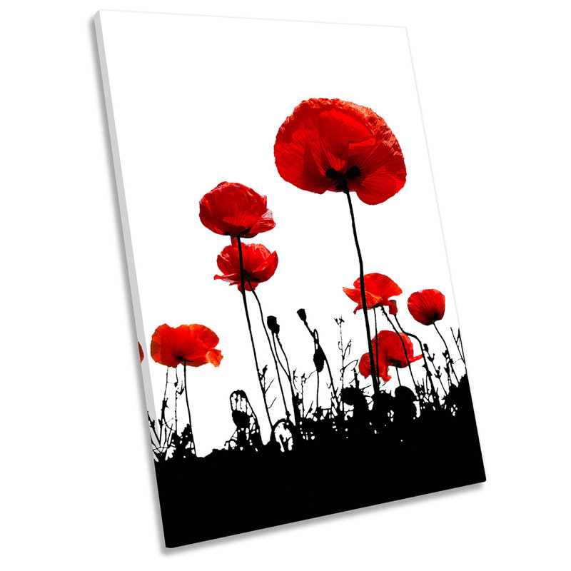 Red Poppy Flowers - Wrapped Canvas Painting, 45.7cm H x 30.5cm W x 2cm D