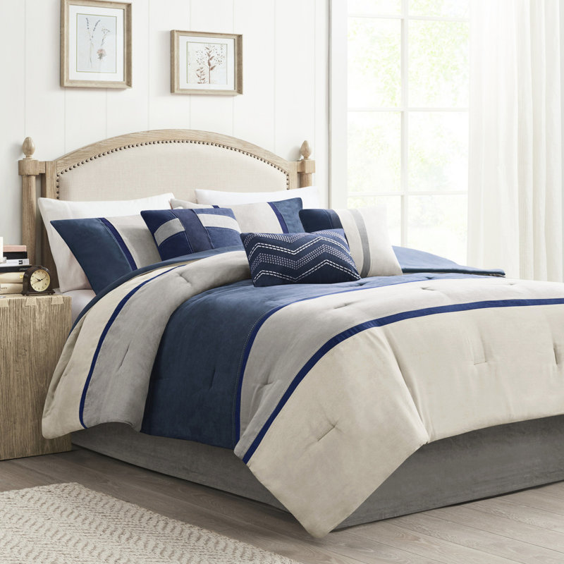 Édredon bleu très grand pour chambre à coucher 7 pièces