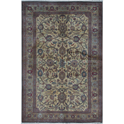 Tapis oriental en laine noué à la main brun / gris Maharaja