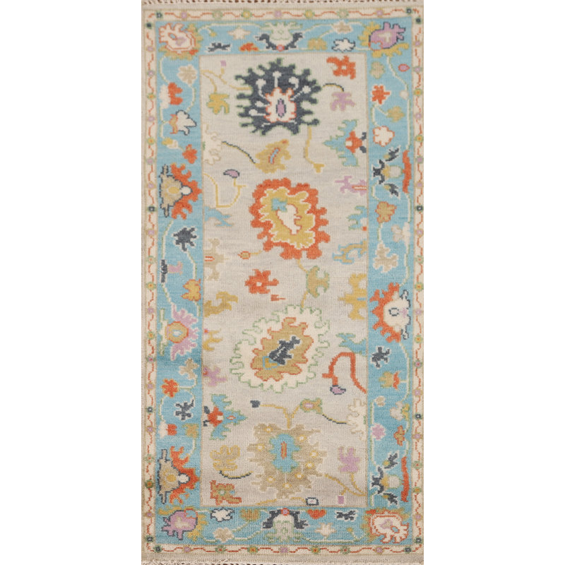 Handmade Floral Oushak Oriental Rug 3x6
