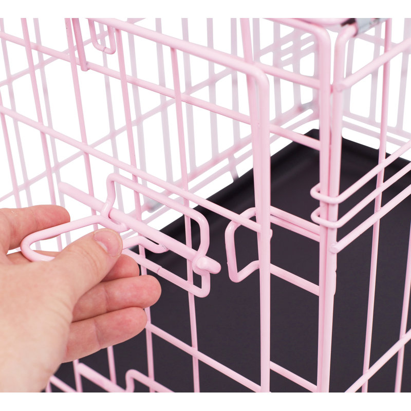 Caisse moyenne pour chien en acier pliable, Moyen (H 24 po x l 22,5 po x P 36 po), Rose