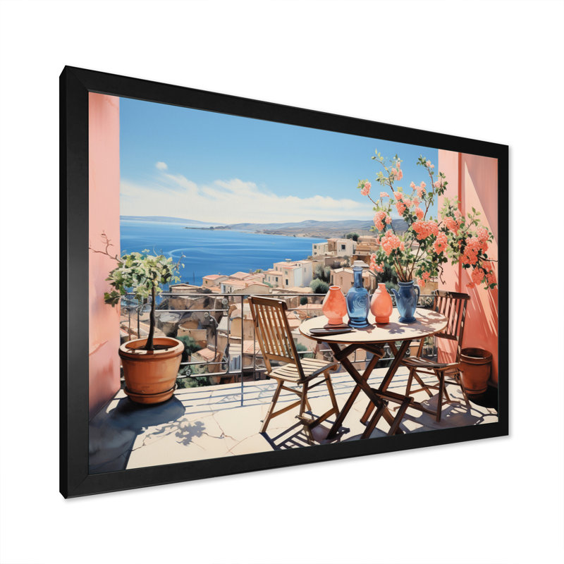 La Dolce, côte italienne II - Italie, art mural, Cadre simple noir, H 34 po x l 44 po x P 1,5 po