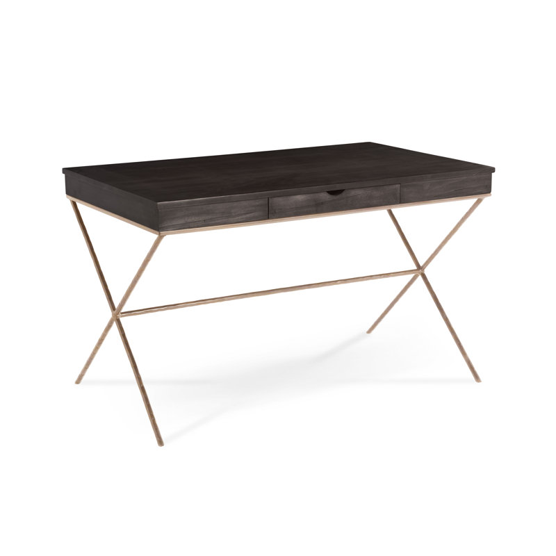 Bureau debout en bois massif Abbott, Argent antique, Selle