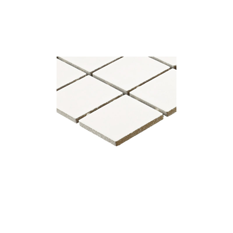 Color Wheel Mosaics 2" x 2" Straight Joint Mosaic (Set of 12), Matte Arctic White