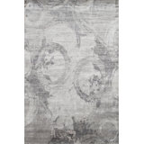 Modern Hand Knotted Wool Abstract Area Rug in Gray/White