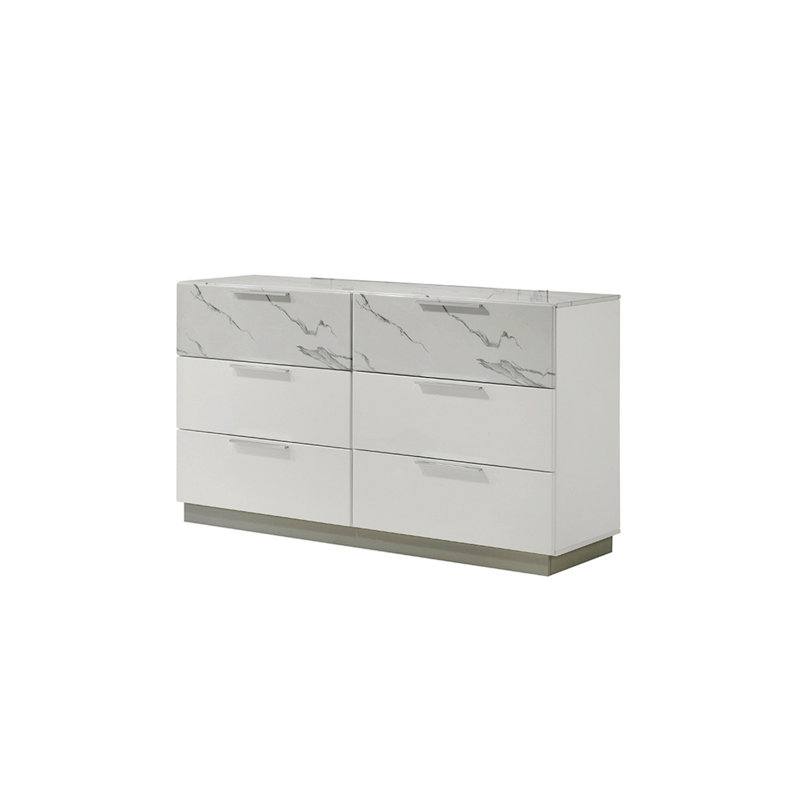 Commode horizontale, commode de chambre à coucher avec six tiroirs de rangement