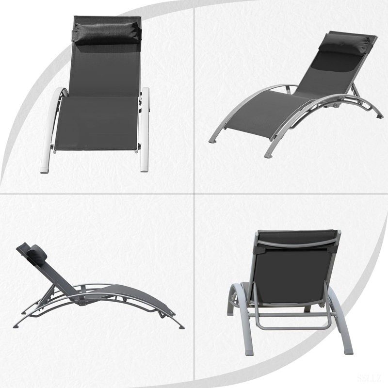 Pool Lounge Chairs Set Of 2, Gray