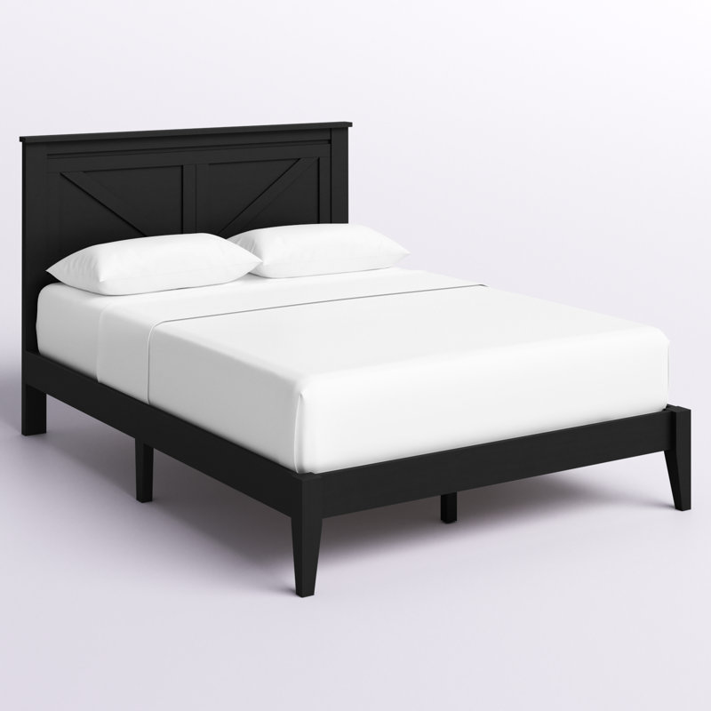 Lit plateforme en bois massif Marksbury - cerisier classique Marksbury, Noir, Double