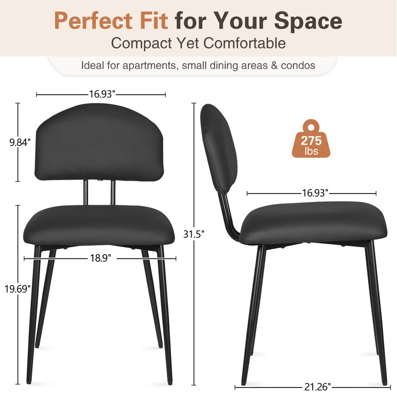 Modern Faux Leather Dining Chairs Set Of 4, Upholstered Kitchen & Dining Room Chairs With Padded Seat And Gold Metal Legs, Contemporary Side Chairs For Dining Room, Living Room, Vanity