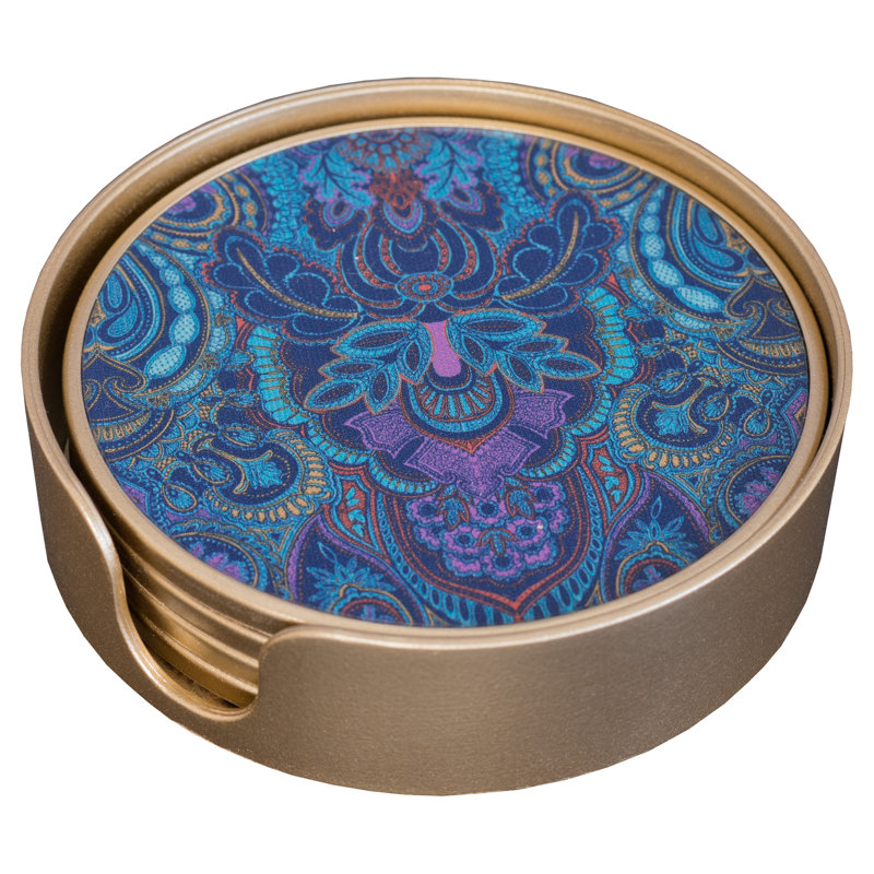 LLB-Round coaster set of 4 - Dangeous Damask