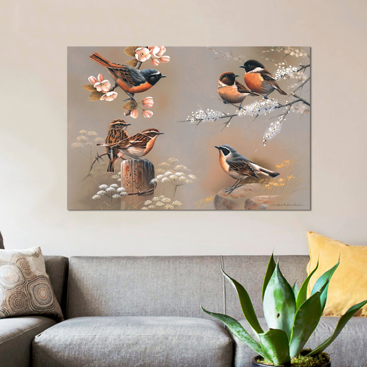 «Bird Composition» par Jan Weenink, impression sur toile tendue, H 8 po x l 12 po x P 0,75 po, Pas de tapis, Toile tendue