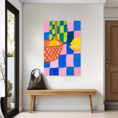 Colorful Kitchen Still Life Abstract Bold Colorful Fruit Wall Art Print 1 Piece Wrapped Canvas Wall Art