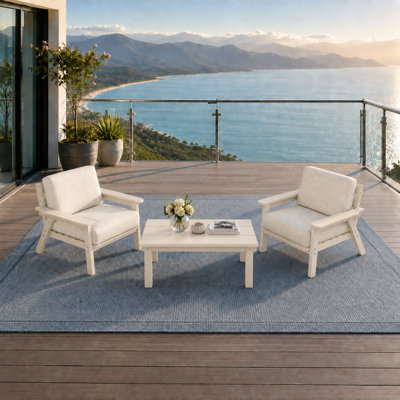 Ensemble de conversation de patio en PEHD pour 4 personnes avec coussins, ensemble de canapé de patio toutes saisons, ensemble de conversation extérieur