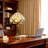 12''h Tiffany Style Table Lamp, Resin Base And Stained Glass Lampshade Table Lamp