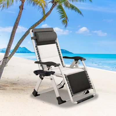 Zero Gravity Chair, Padded Lounge Recliner, Folding Adjustable Camping Chair, Patio Beach Backyard