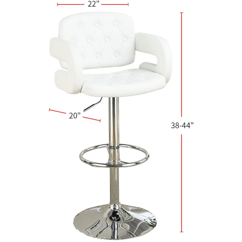 Chaise blanche avec accoudoirs rembourrés et tabouret pivotant à hauteur réglable pour la cuisine