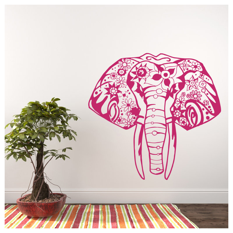 Décalcomanie murale éléphant yoga Litton, Rose vif