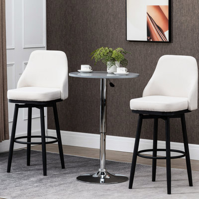 De 2 tabourets de bar, pivotant à 360 °, siège d'une hauteur de 29,5 po, revêtement blanc crème avec structure en acier et repose-pieds, 2 pièces robustes et modernes, mouvement rotatif, siège, jambes agréables