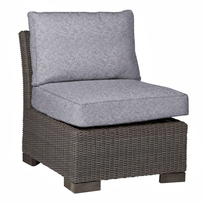 Club Patio Lounge Chair with Cushions, Welt, Rollo Cream, Black Walnut