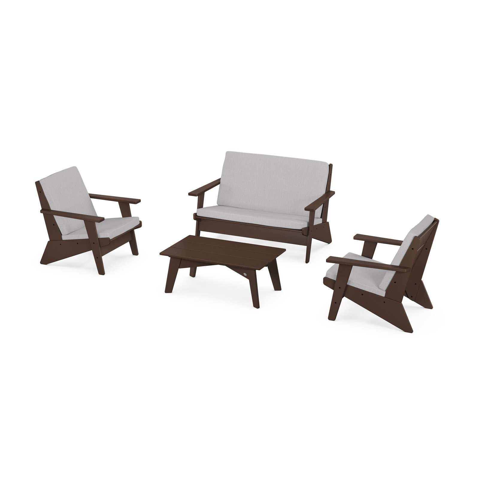 Riviera Modern Lounge 4-Piece Set, Mahogany, Granite