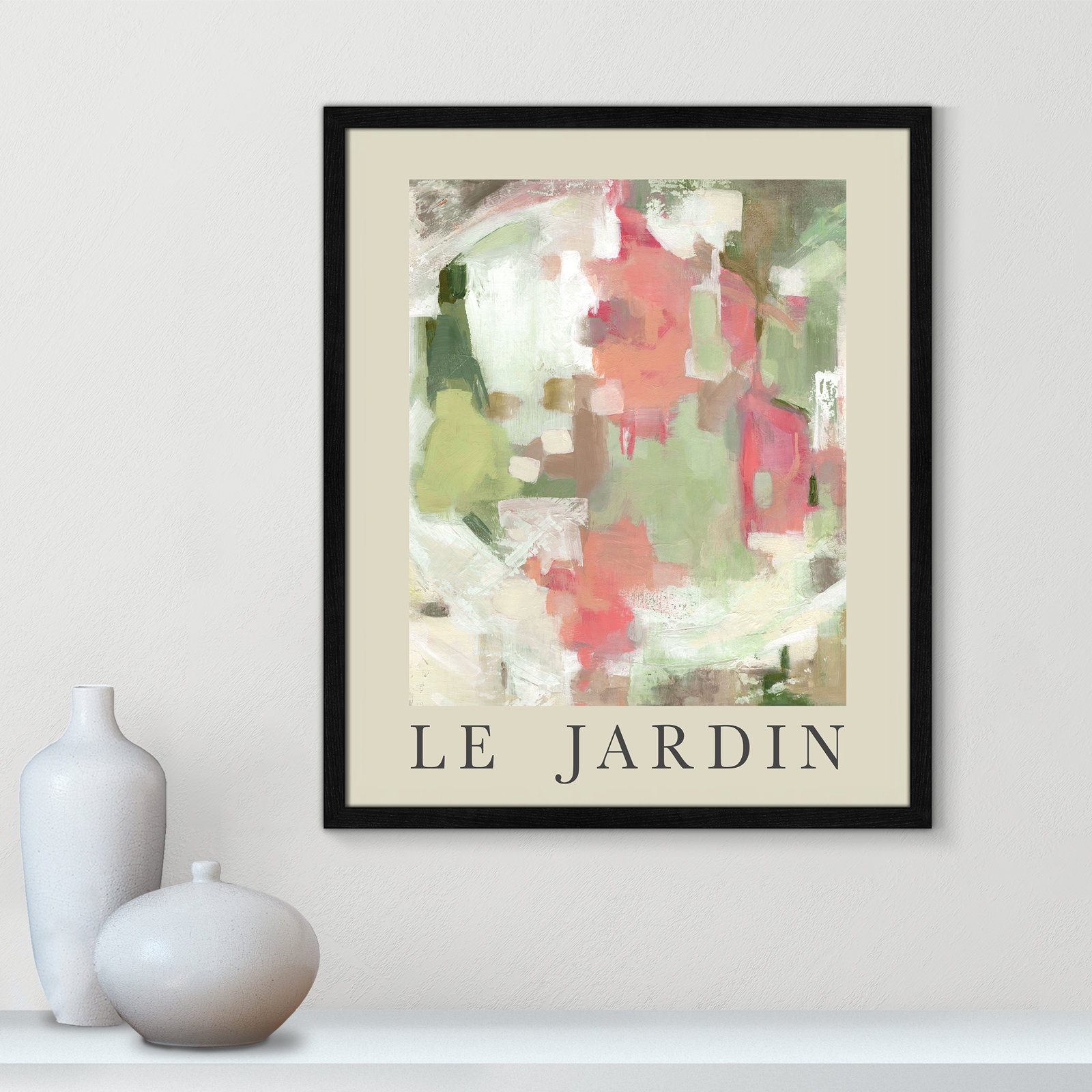 Riya "Le Jardin" Print by Carol Robinson, Black Single Picture Frame, No, 25.5" H x 21.5" W x 0.75" D