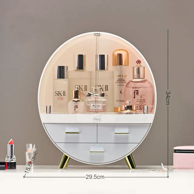 Aleiah Plastic Makeup Organiser, Off White/Gold