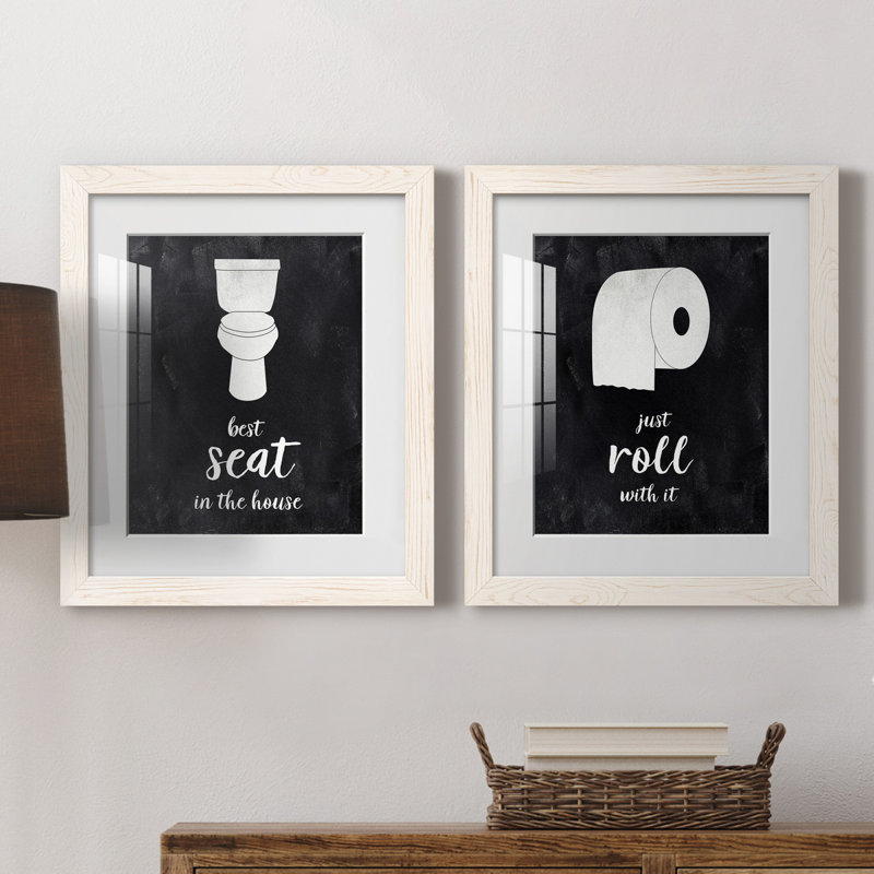 «Best Seat», ensemble de 2 reproductions d'art textuel, Impression encadrée avec passe-partout, H 24 po x l 36 po, White
