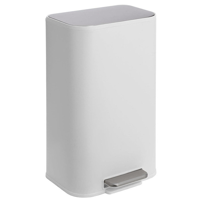Poubelle de salle de bain, petite poubelle avec pédale et seau intérieur amovible, 8, Blanc