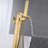 Bathroom Waterfall Tub Filler - Floor Mounted, Brushed Gold, With Lever Handle And Versatile Hand Shower Stylish Gold Mount Spout-120951965