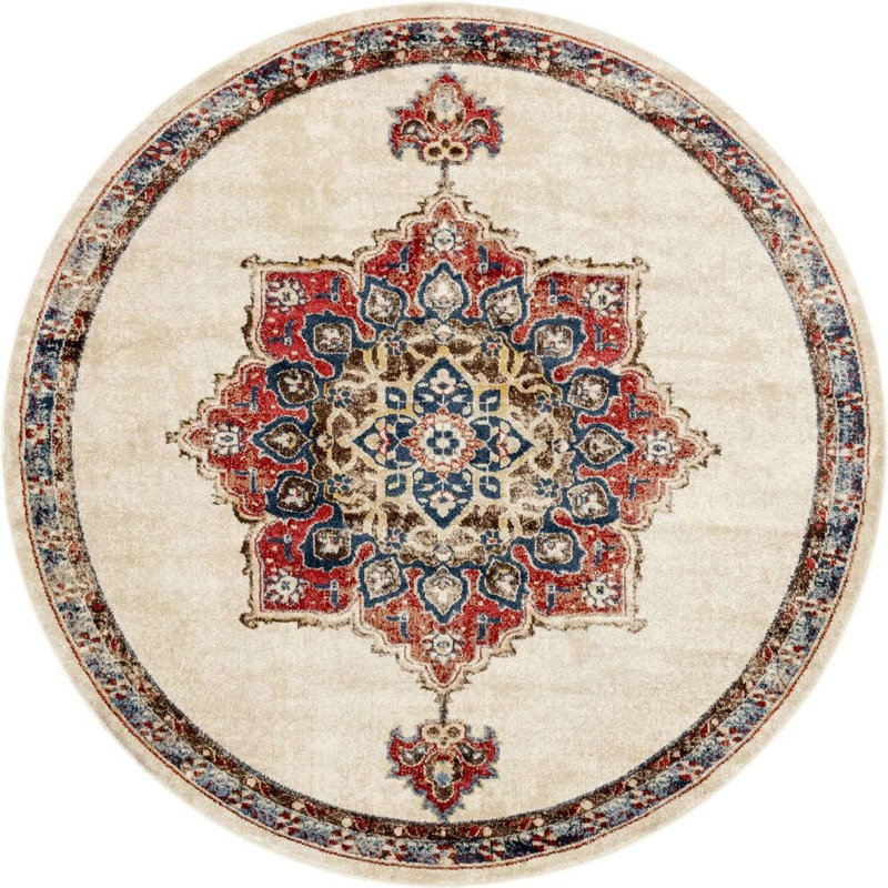 Tapis traditionnel Ulla couleur moka, Rond 7 pi