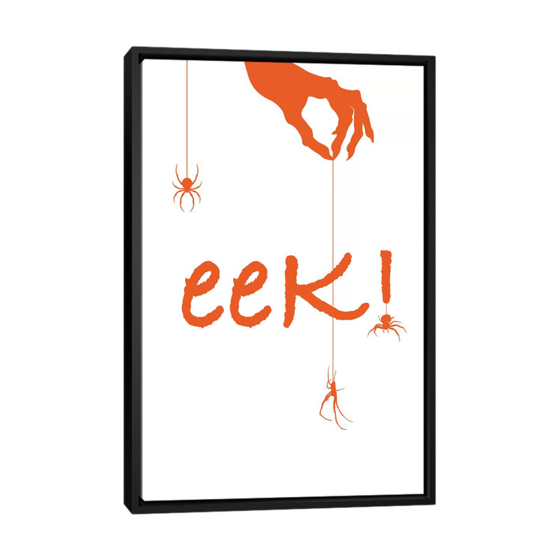 Eek! Impression sur toile tendue, H 26 po x l 18 po x P 1,5 po, Toile avec cadre flottant noir, Pas de tapis