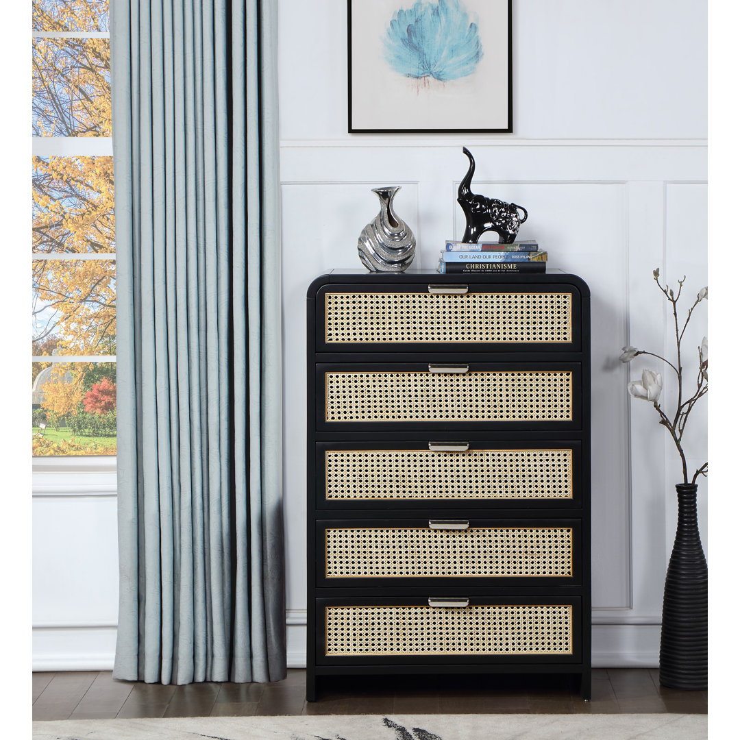 Tico 5 Drawer 32" W Solid Wood Chest Bayou Breeze 