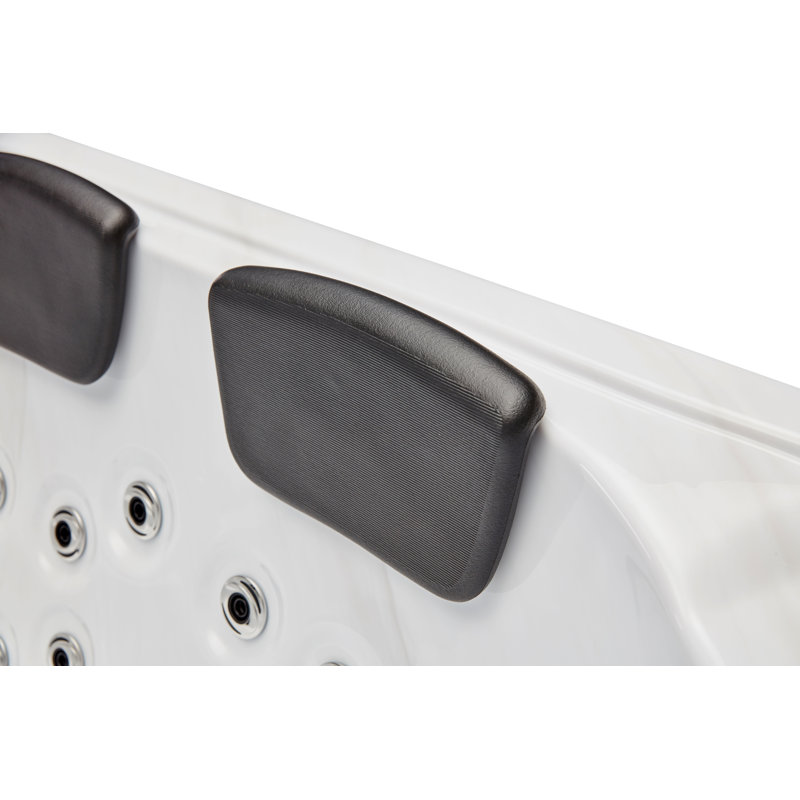 Gray Acrylic 4-Person Rectangle Hot Tub with 39 Jets