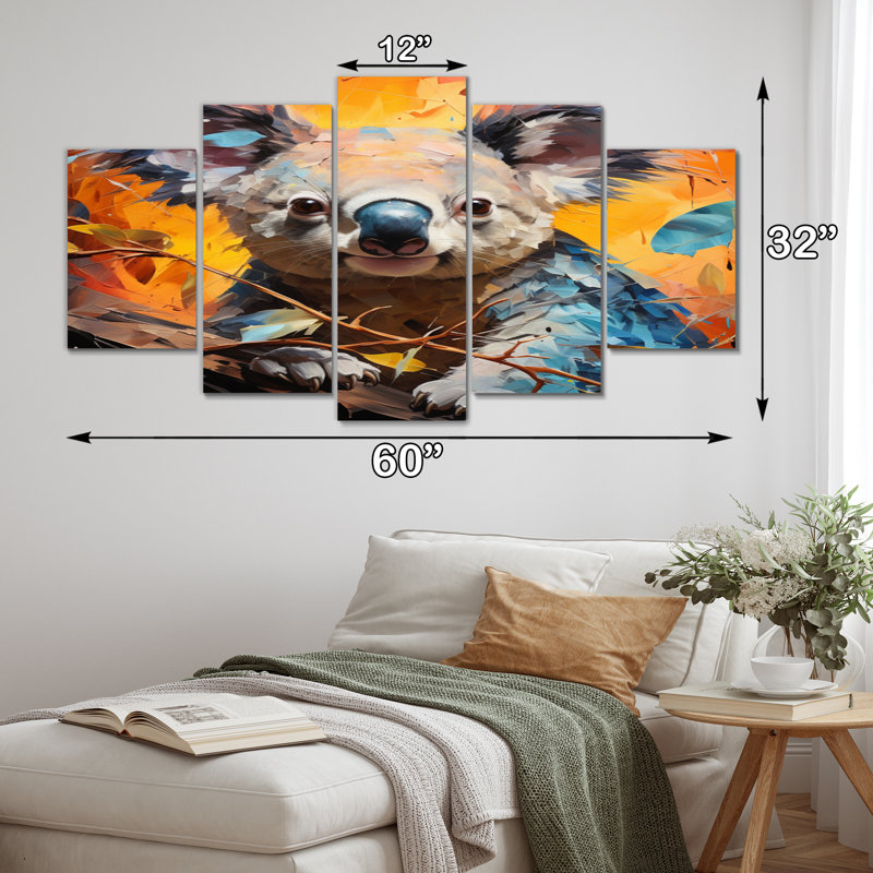 Koala Koalas Serenity Collage I - reproduction d'art mural animaux - 5 panneaux