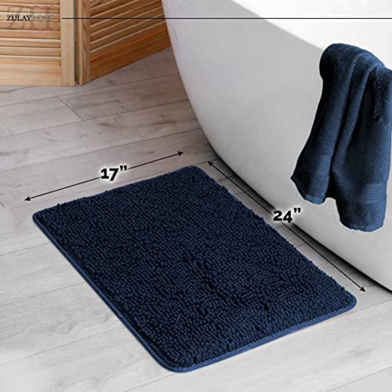 Tapis pour salle de bain à poils longs Zulay Home, L 17 po x l 24 po, Bleu
