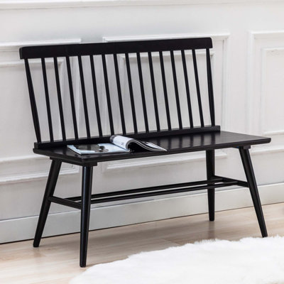 Yatts 41" wide Solid Color Rubberwood Modern Farmhouse Wood Benche Lovseat with Protective Pad