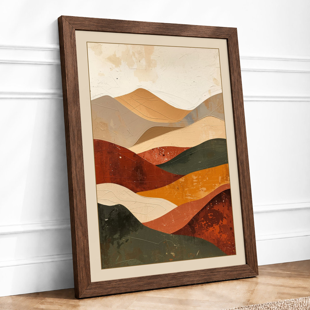 Mountains in Earth Tones Minimalist - Framed Print