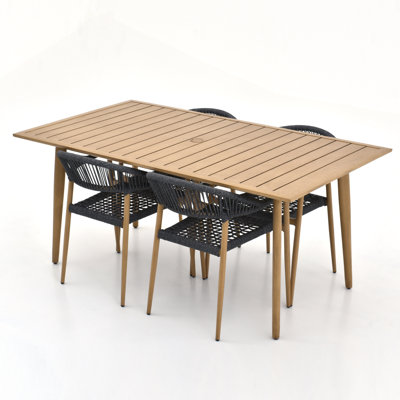 4-Person Aluminum Patio Dining Set with Rectangular Table