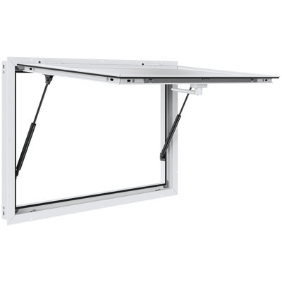 Concession Window 36"X24", Aluminum Alloy Food Truck Service Window With Awning Door And Drag Hook, Up To 85 Degrees Stand Serving Window For Food Trucks Concession Trailers, Glass Not Included