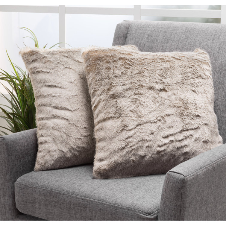 Jeretta Square Faux Fur Pillow Cover & Insert